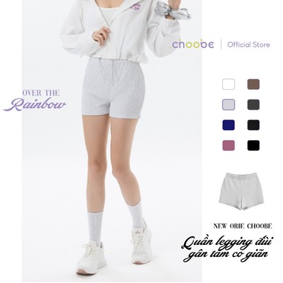 Quần legging đùi nữ New Orie Choobe dáng ôm biker short pickleball yoga cạp cao vải gân tăm dày QS28