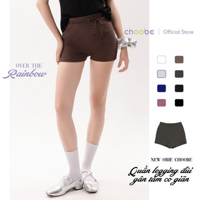 Quần legging đùi Orie Choobe dáng ôm cạp cao đai chun vải gân tăm biker short  QS28