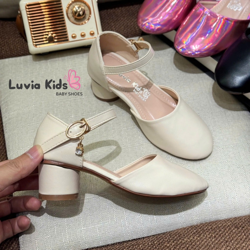 Giày cao gót bé gái 3 phân hậu bít mũi tròn Luvia Kids 19LK