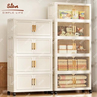  STON Tủ Nhựa Đựng Đồ Gấp Gọn Tủ Bếp Đa Năng Có Bánh Xe Tủ Quần Áo Chống Bụi Côn Trùng Kệ Đựng Đồ 