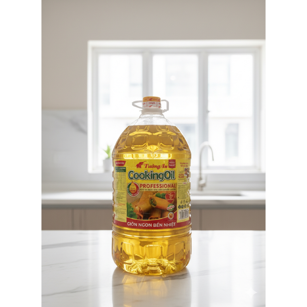 Dầu Ăn Tường An 10 Lít – Dầu Thực Vật Tinh Luyện – Chiên Xào Không Khói – Cho Quán Ăn