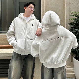 Áo Khoác Hoodie Zip COTTON Thêu Nổi NQ30 AM Form Boxy Form Rộng Nam Nữ Unisex