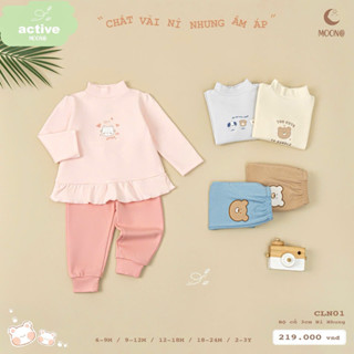   Moon  bộ quần áo dài tay thu đông cho bé 6-15kg chất liệu mềm mại mẫu mới chính hãng 