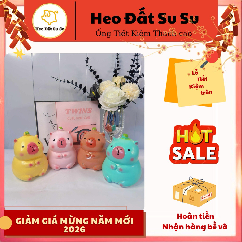 Heo đất Capybara size mini, heo đất tiết kiệm ống tiết kiệm tiền/ Heo Đất Su Su