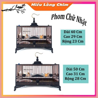  Lồng Chim Khuyên + Hút Mật Tự Ráp Phom Chữ Nhật Đục Lá Đề Gỗ Mun  Giảm 20%  