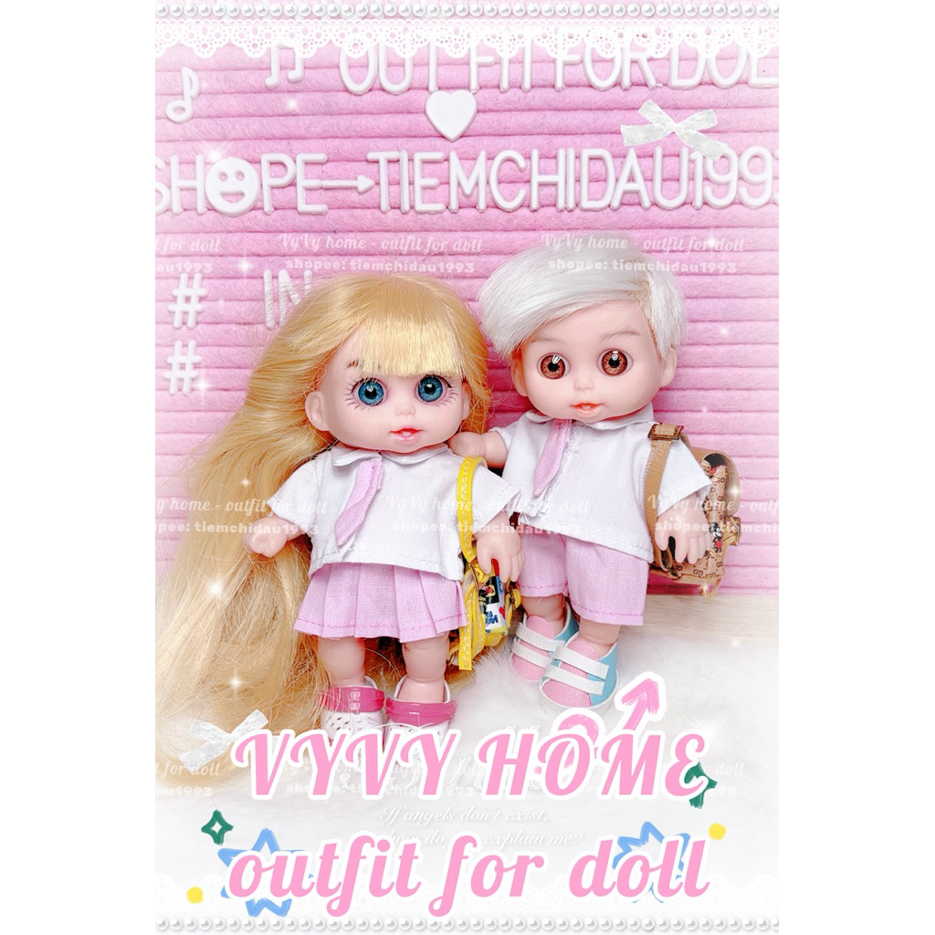 [Quần Áo Búp Bê 5in] 🧸 Set học sinh trung học trai - gái 5in nhiều màu 🎏🎏🎏