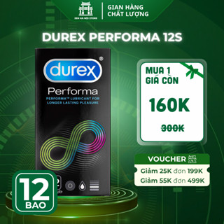   HOẢ TỐC   MUA 1 TẶNG 1  Bao cao su Durex Performa Kéo Dài Cuộc Yêu Chất Lượng Đỉnh Cao size 52mm hộp 12 bao 