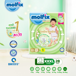   Tặng Thỏ Bông - Mua 3 đủ 499k  Tã bỉm quần Molfix Thiên nhiên Jumbo size XXXL  20kg-35kg  Gói 22+6 miếng 