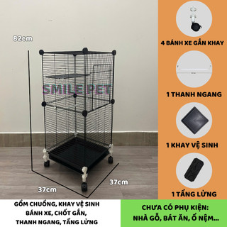 🍀[MẪU MỚI]🍀 Chuồng Nuôi Chim Sóc Bay Vẹt Lắp Ghép Kèm 4 Bánh Xe Gắn Khay Khoảng Cách 1,8cm