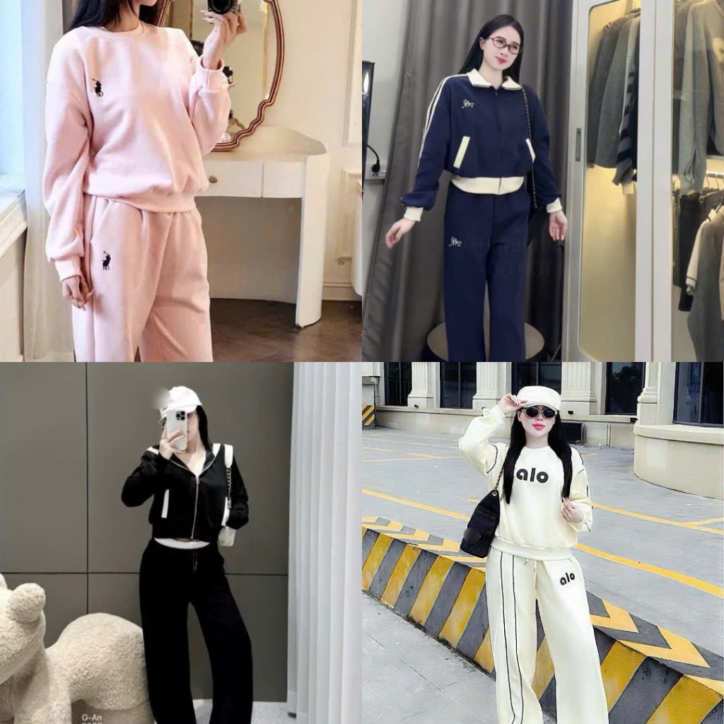 Đồ nỉ nữ dày dạn,Bộ nỉ nữ dày dặn kèm hình thêu trước ngực X67