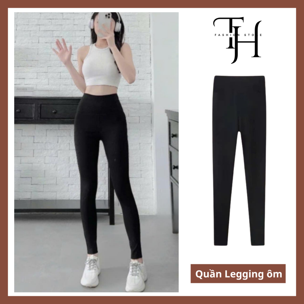 Quần Legging Nữ Dài Nâng Mông Cạp Cao Body Leggin Ôm Bó Co Giãn Vải Dày Mịn