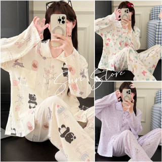 [Hàng chuẩn QCL1 đủ size M-XX] Bộ ngủ dài tay nữ cotton bông mây mềm mịn nhiều họa tiết cho cô gái ngọt ngào PJM07