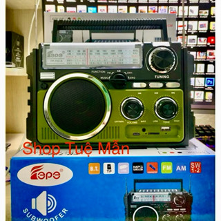   Tặng Củ Sạc  Đài FM Radio FP-722-S Bluetooth-Sạc Năng Lượng Mặt Trời,Thiết Kế Cổ Điển Sang Trọng ,2 Ăn-Ten-Chính Hãng 
