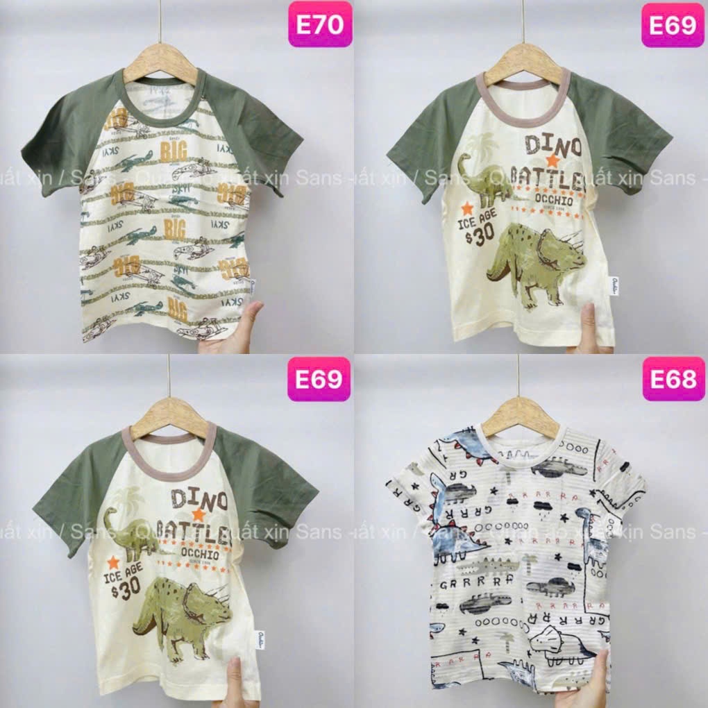 Size (10-32kg) - Áo thun ngắn tay bé trai cotton xuất xịn E69