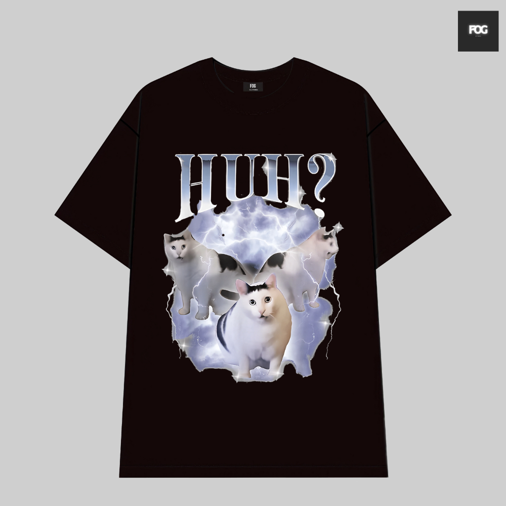 Áo Thun Meme Mèo Hài Hước Mèo Cat Huh, Áo Thun Oversize Hài hước, Premium Cotton 4 Chiều Nam Nữ