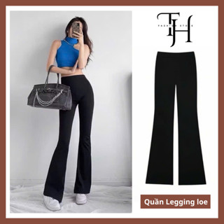Quần ống loe cạp cao legging dáng dài, Quần legging nữ ôm ống loe dáng dài