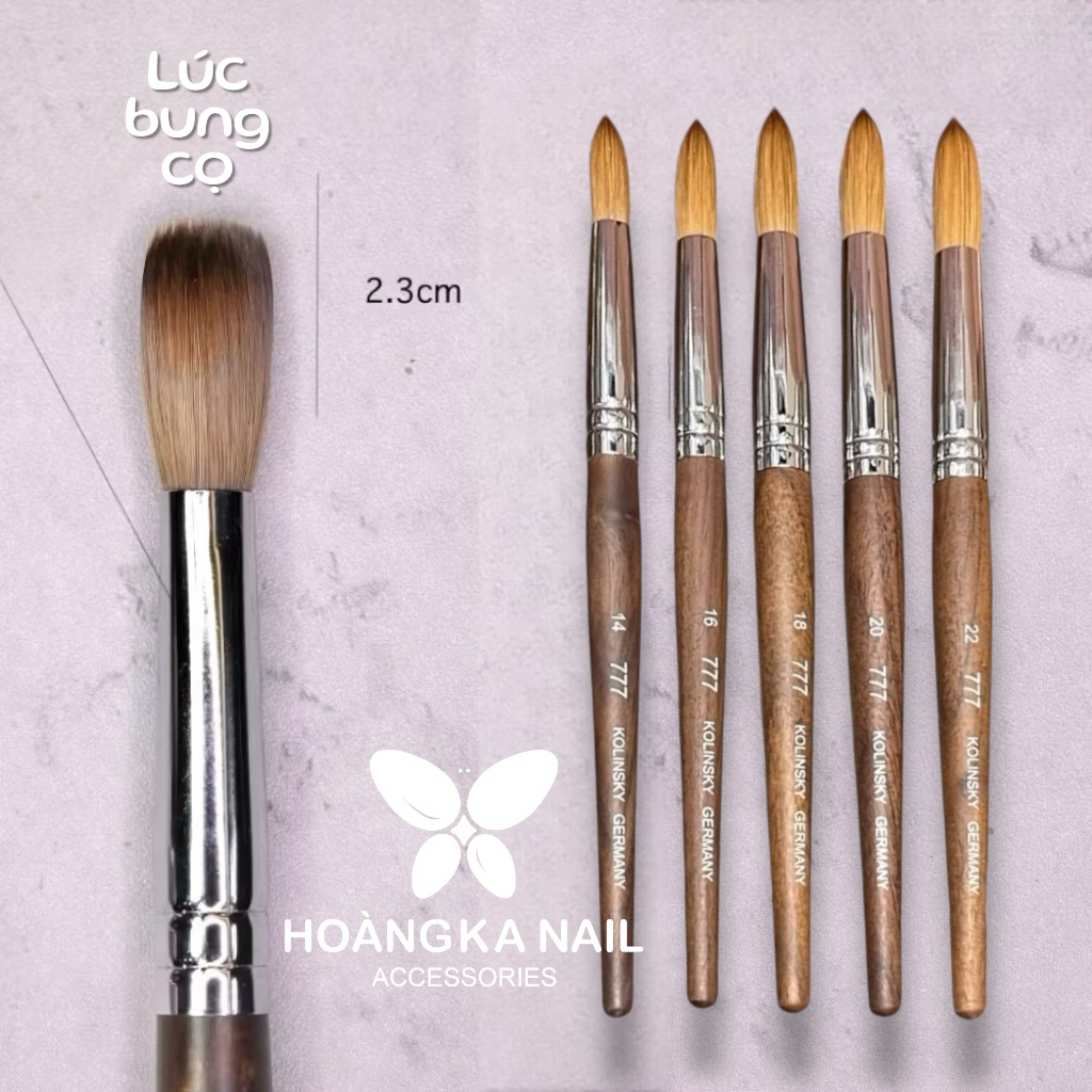 Cọ Đắp Bột 777 Lông Chồn Chính hãng KOLINSKY GERMANY S14,16,18,20,22 - phụ kiện nail Hoàng Ka