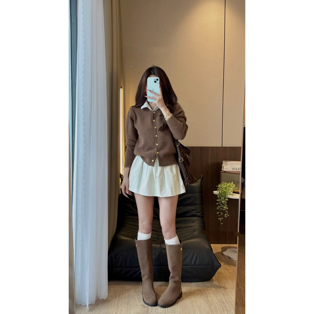 (Sẵn hàng QC L1 GIAO NGAY) Áo cardigan len xù mác EGG cúc đồng basic dày dặn tone màu pastel cho mùa đông - Dành cho nữ | BigBuy360 - bigbuy360.vn