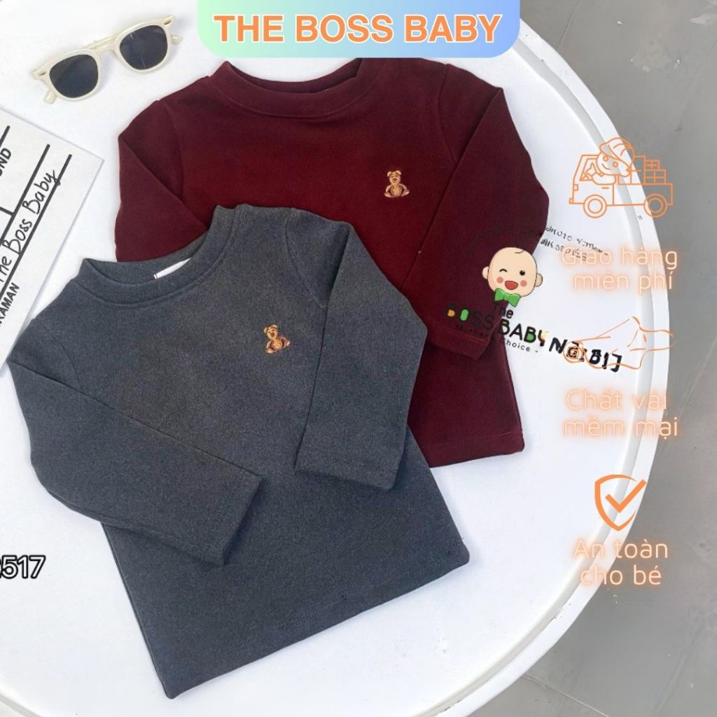 Set 2 bộ nỉ ép bông xám đỏ thêu gấu - Vải ép bông mềm mịn - Thương hiệu The Boss Baby - AD2502