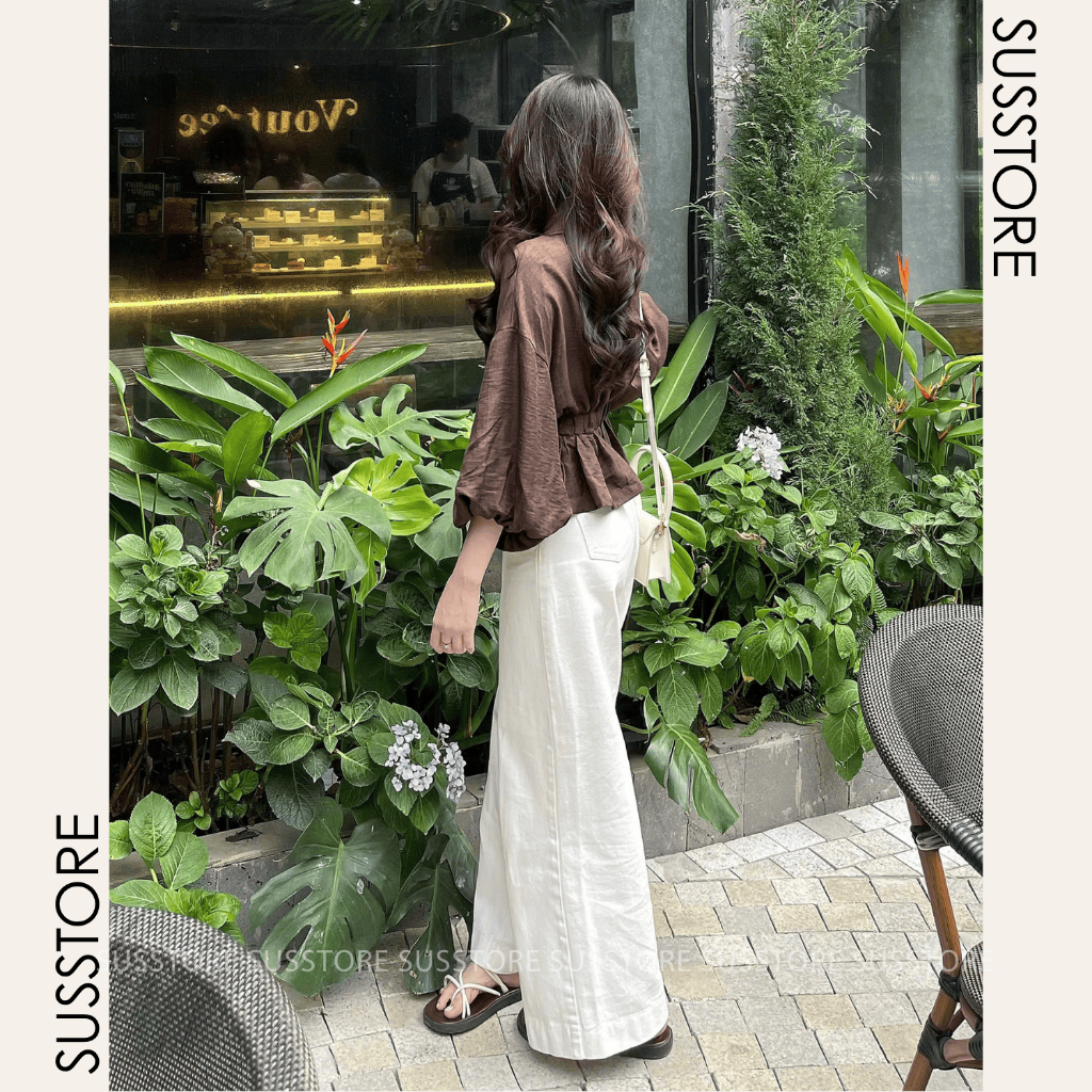 Áo Sơ Mi Bo Eo Lưng Chun Tay Bồng Cúc Dọc Đũi Hàn A3226 Su Chang Thời Trang Nữ | BigBuy360 - bigbuy360.vn