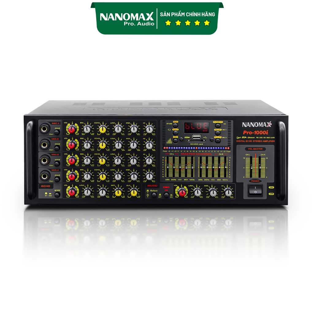 Amply Karaoke 20 Sò Nanomax Pro-1000i 1800w/max Kết Nối Bluetooth Chính Hãng Chất Lượng Cao