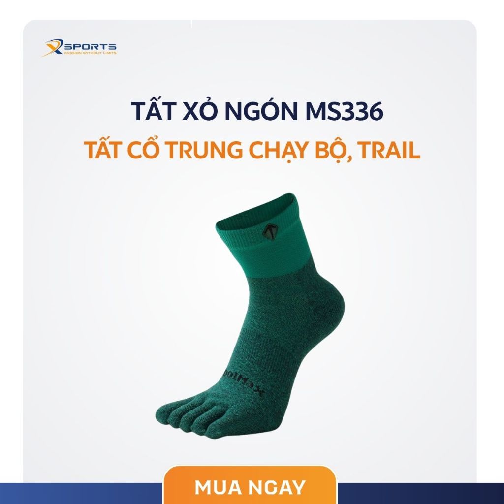 XSPORTS - TẤT XỎ NGÓN CỔ TRUNG CHẠY BỘ CHẠY TRAIL - MS336