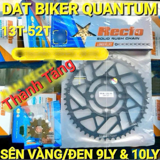  Nhông sên dĩa DatBike Quantum S0,S1,S2,S3 13T-52T sên vàng đen 9Ly & 10Ly Recto Thailand 