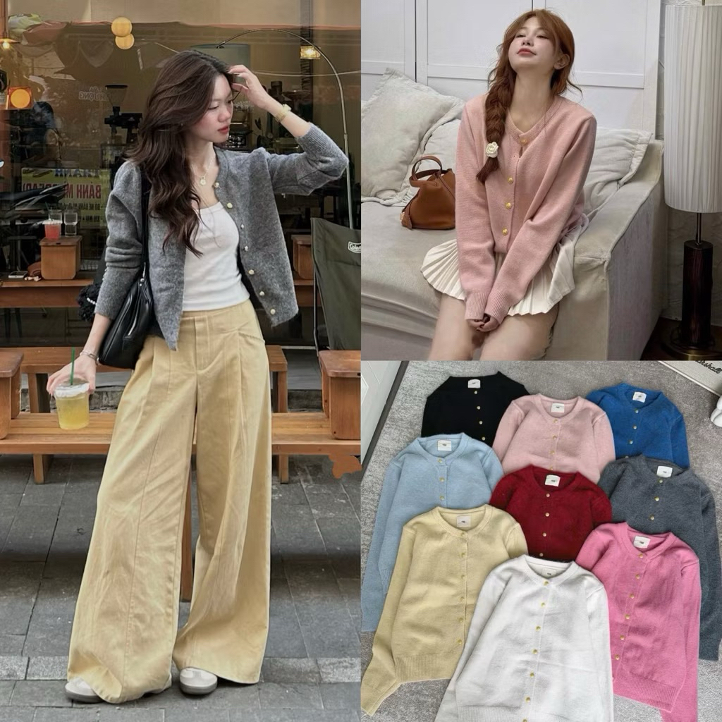 Áo Khoác Cadigan Lông Thỏ Cúc Đồng Hàng QC Loại 1.M902.tag EGG | BigBuy360 - bigbuy360.vn