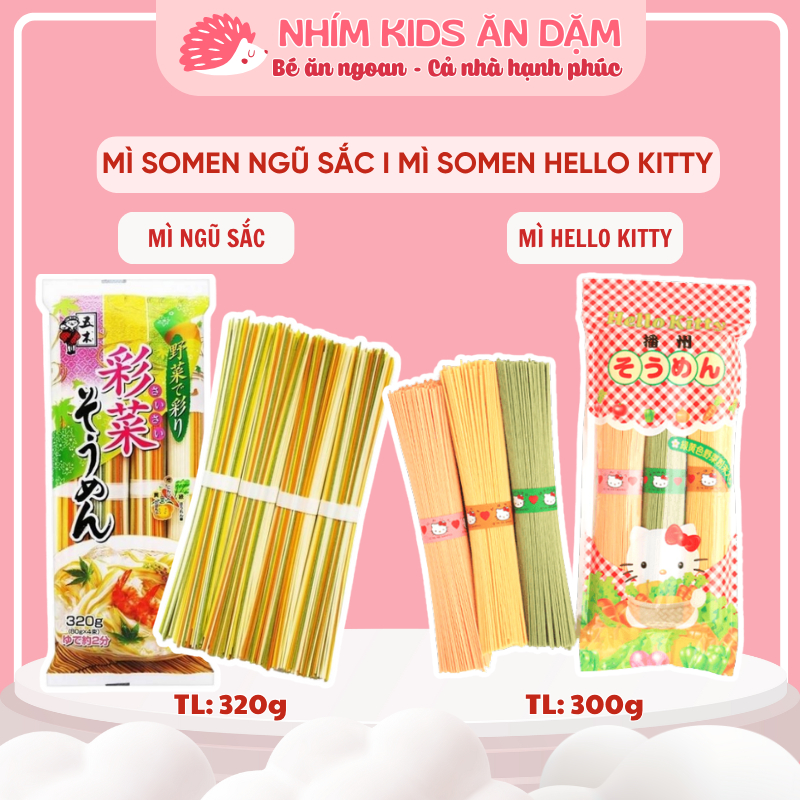 [Date 2027] Mỳ Somen Ngũ Sắc | Mì Somen Rau Củ Hello Kitty Cho Bé Ăn Dặm Và Cả Gia Đình