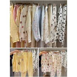  THE2001STORE | Bộ ngủ nữ pyjama áo dài quần dài hoạ tiết kẻ hình thêu hello kitty 