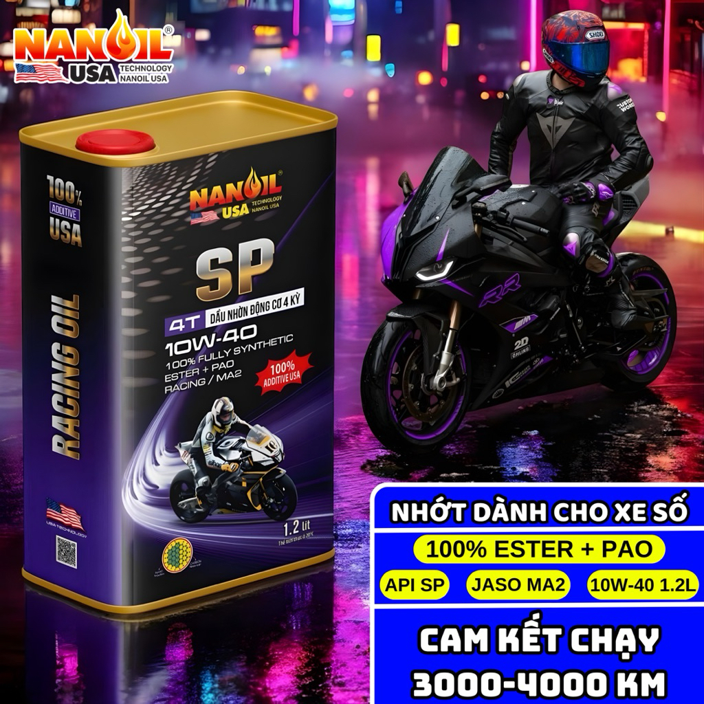 Dầu nhớt xe số NANOIL USA 10W40 SP 1.2L