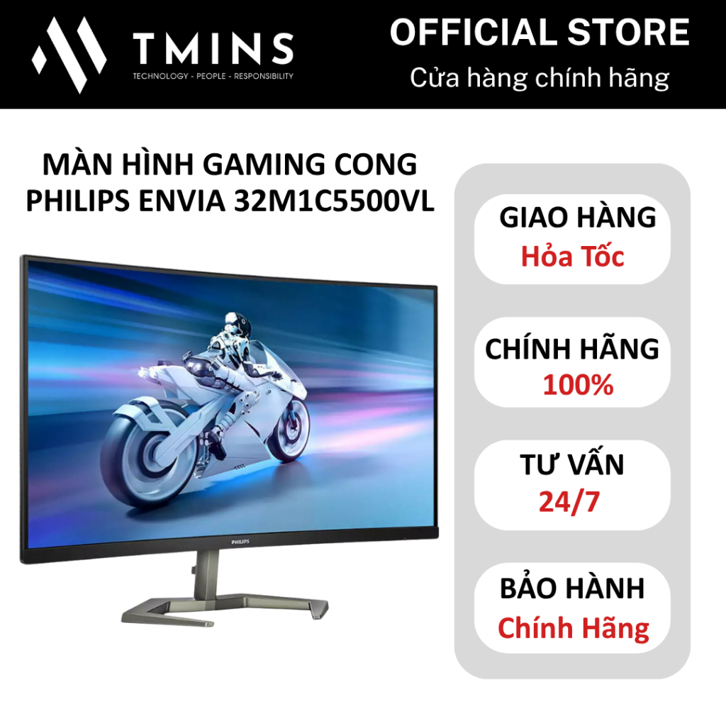 Màn hình gaming cong Philips Envia 32M1C5500VL (32 inch/VA/QHD/165Hz/1ms) - Hàng chính hãng