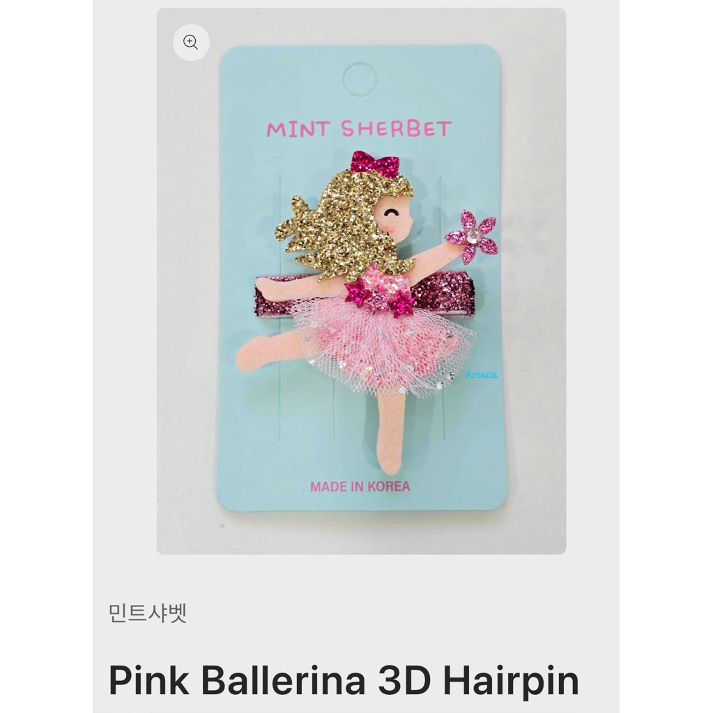 Kẹp Tóc Trẻ em Pink Ballerina 3D Hairpin