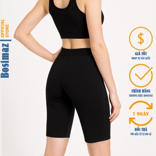 Quần Legging Nữ Bosimaz MS351 ngắn không túi màu đen cao cấp, thun co giãn 4 chiều, vải đẹp dày.