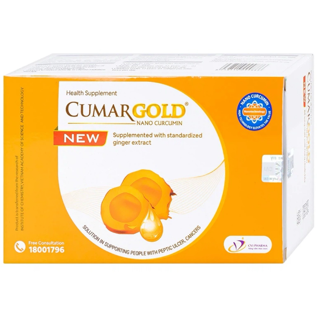 Viên uống CumarGold Nano Curcumin New hỗ trợ bảo vệ niêm mạc dạ dày (3 vỉ x 10 viên)