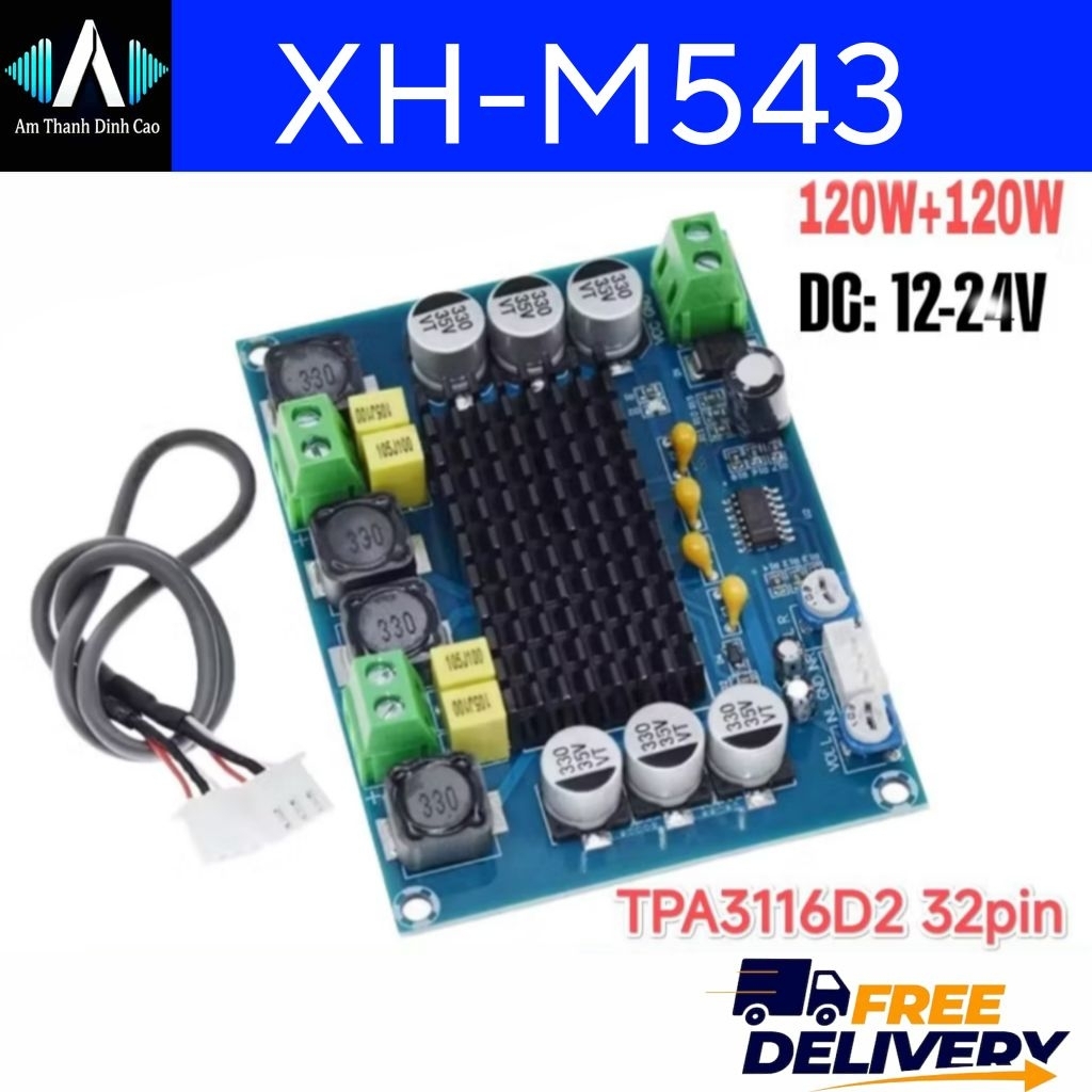 𝗫𝗛-𝗠𝟱𝟰𝟯 [2*120W] Chip TPA3116D2 Chính hãng Mạch khuếch đại âm thanh Diy