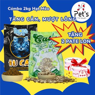  Tặng 2 lon pate  Combo 2 kg Hạt Mix Gà Cho mèo IUCAT và CAT'S TUN dầu cá hồi hỗ trợ tăng cân và giảm rụng lông 