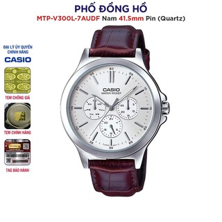 Đồng hồ nam dây da casio chính hãng anh khuê mtp-v300l-7audf