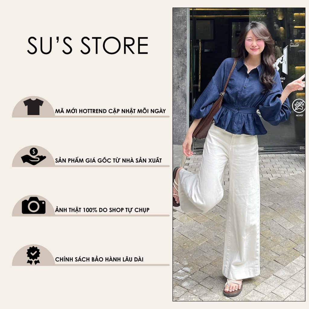 Áo Sơ Mi Bo Eo Lưng Chun Tay Bồng Cúc Dọc Đũi Hàn A3226 Su Chang Thời Trang Nữ | BigBuy360 - bigbuy360.vn