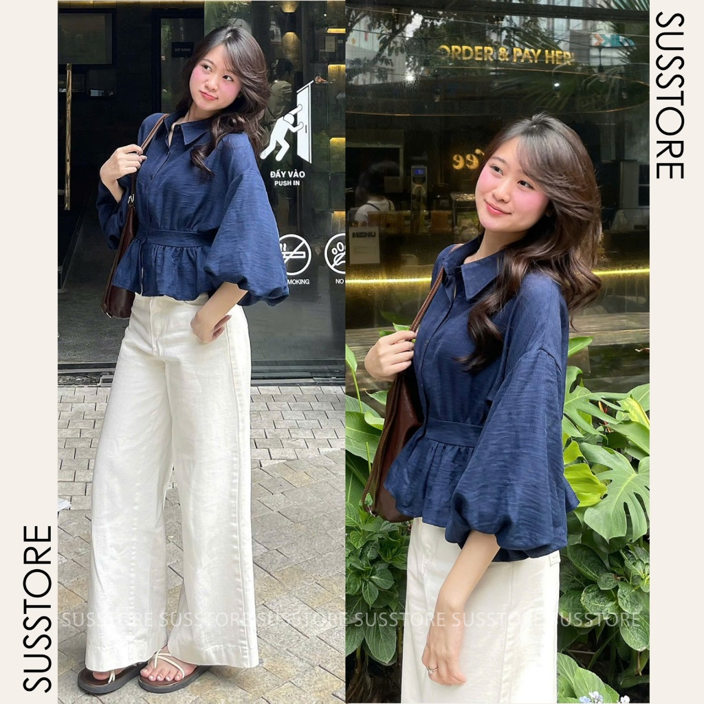 Áo Sơ Mi Bo Eo Lưng Chun Tay Bồng Cúc Dọc Đũi Hàn A3226 Su Chang Thời Trang Nữ | BigBuy360 - bigbuy360.vn