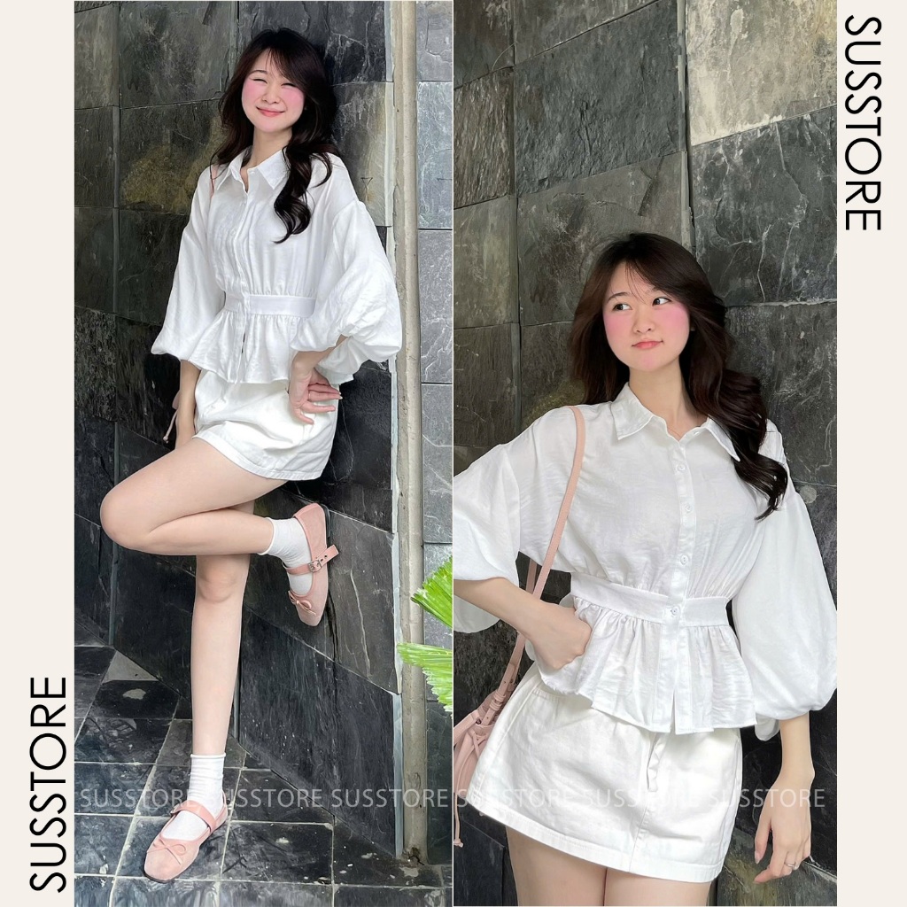 Áo Sơ Mi Bo Eo Lưng Chun Tay Bồng Cúc Dọc Đũi Hàn A3226 Su Chang Thời Trang Nữ | BigBuy360 - bigbuy360.vn