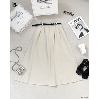  Chân váy kaki nữ Twentyfive dáng dài trơn màu cạp chun lưng co dãn kèm thắt lưng 7022 