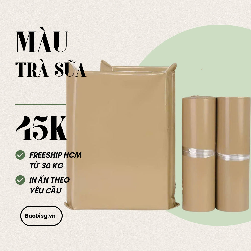 Túi Gói Hàng Niêm Phong Màu Trà Sữa Cao Cấp đủ SIZE cuộn 1kg SỈ 30KG