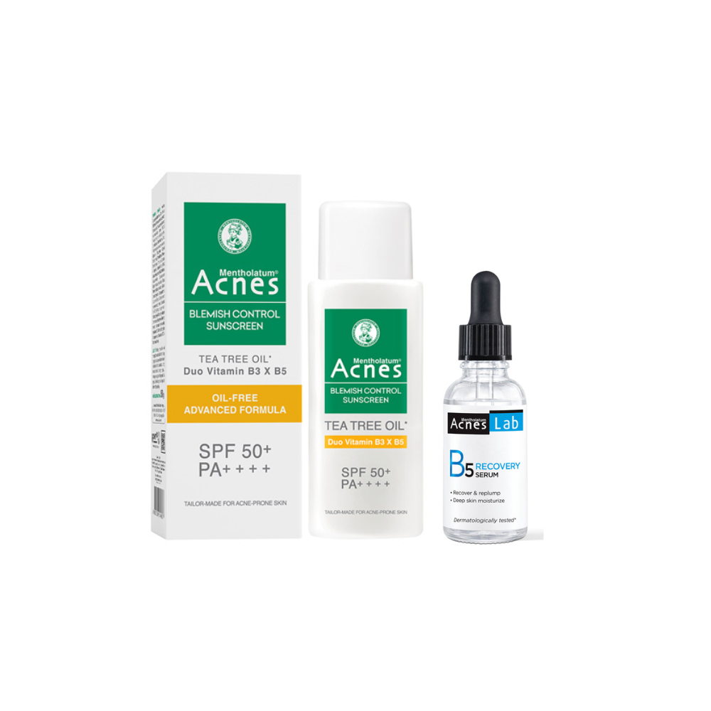 [VB] Combo chăm sóc, phục hồi da cháy nắng tối ưu cho da mụn, da nhạy cảm Acnes (Serum dưỡng B5 25ml
