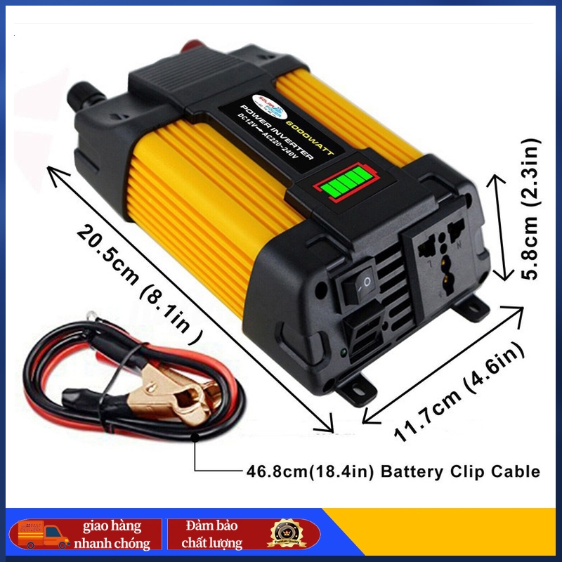 Kích điện 12v 220v 4000w,bộ chuyển đổi điện 12v sang 220v,inverter 12v to 220v,biến điện 12v ra 220v