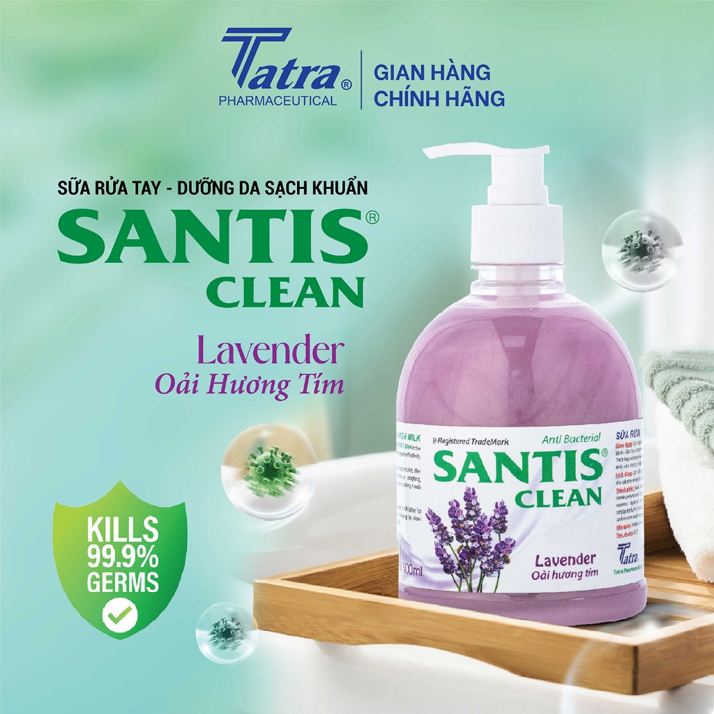[Chai 500ml] Sữa rửa tay Santis Clean [Hương Lavender] - Tatra