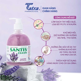 [Chai 500ml] Sữa rửa tay Santis Clean [Hương Lavender] - Tatra