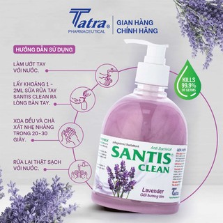 [Chai 500ml] Sữa rửa tay Santis Clean [Hương Lavender] - Tatra