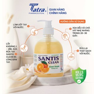 [Chai 500ml] Sữa rửa tay Santis Clean [Hương Cam] Tatra