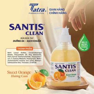 [Chai 500ml] Sữa rửa tay Santis Clean [Hương Cam] Tatra